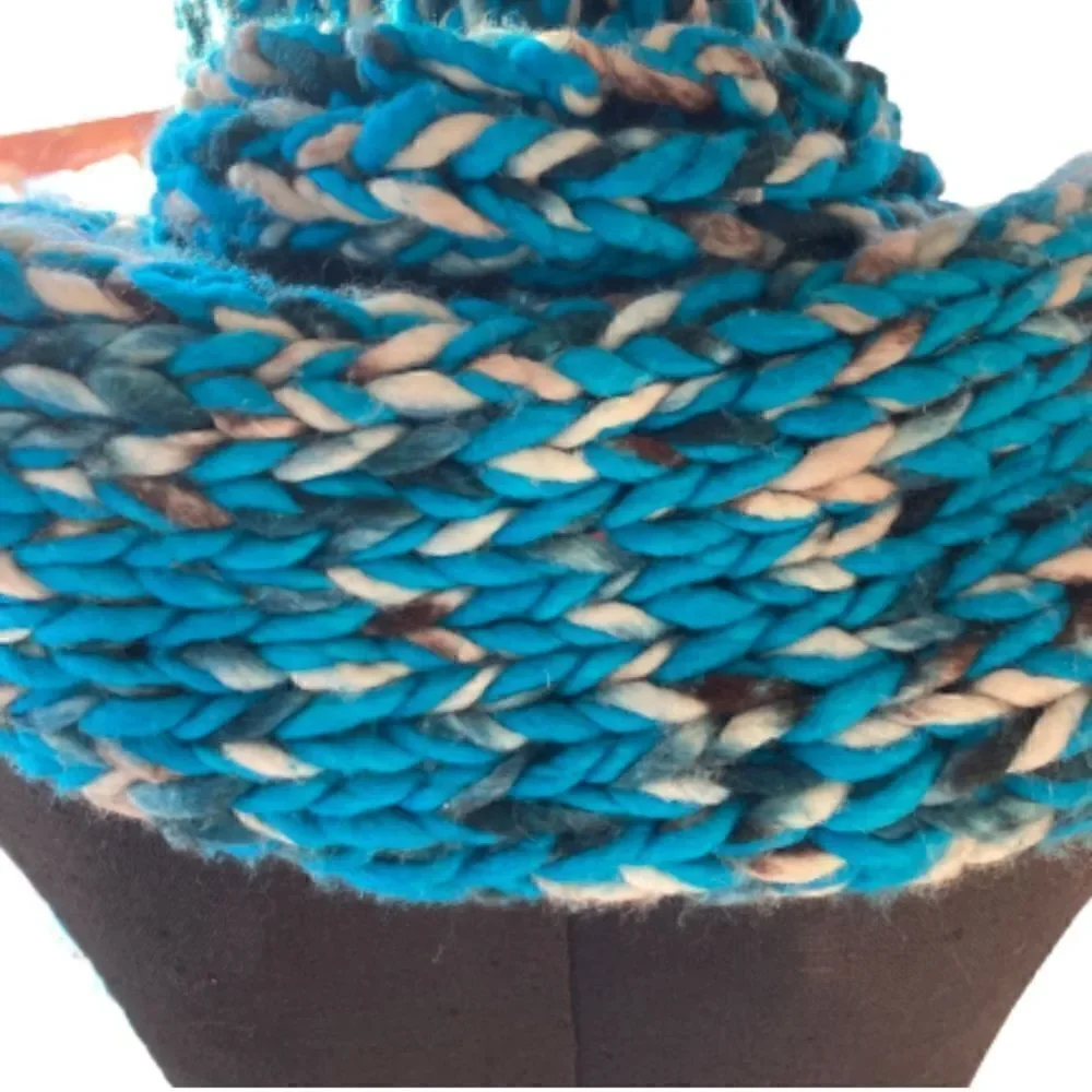 HAND CRAFTED Luxury Chunky scarf wool 2 strand 120”x10”Malabrigio Rasta Yarn